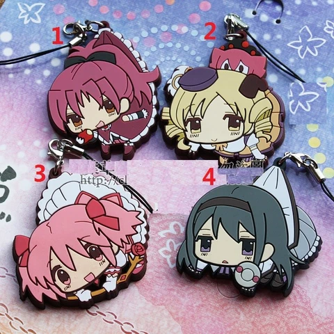 Puella Magi Madoka Magica Homura Keychain Anime Rubber Strap Phone Charm Keyring Cover