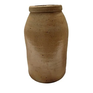 Antique STONEWARE CROCK FRUIT JAR NO LID SALT GLAZE CANNING WAX SEALING 8 INCHES - Picture 1 of 9