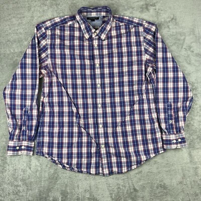 Banana Republic Abotonable Para Hombre XL Púrpura Cuadros Suave Lavado Manga Larga Algodón Foto 1 de 4
