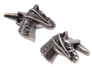 Antik Silber 3D Pferd Kopf Anzeigen Geschenk Manschettenknöpfe Von Direkte - Picture 1 of 12