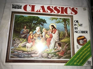 NOS CRAFT HOUSE Classics OIL PAINT By NUMBER 07901 JESUS TEACHING THE CHILDREN - Picture 1 of 8