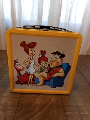 Mini lonchera de hojalata Flintstone 5,5" de alto 5,5" de ancho rara Hanna Barbera Foto 1 de 4