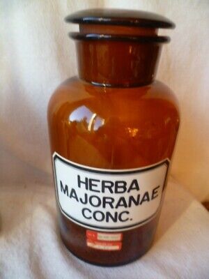Glasdose Vorratsflasche Apotheke Herba Majoranae Conc.  21 Cm Ø 10 Cm • 16.24€