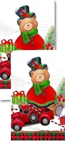 Toallas de cocina festivas Oso de peluche por árbol de Navidad, paquete de 2 toallas de plato de Navidad - Imagen 1 de 3