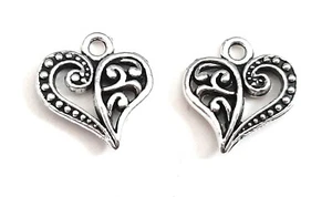 30 colgantes antiguos de plata con dijes de corazón de lujo para hacer joyas *vendedor de EE. UU.* - Imagen 1 de 9