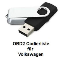 Produktbild - Codierliste OBD2 Codierung geeignet für VW Golf, Passat, Tiguan, T4, T5 usw.