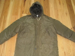Comfy 60s Olive Green Premium Goose Down Split Hood Coat Parka Men's L USA (H2) - Picture 1 of 20