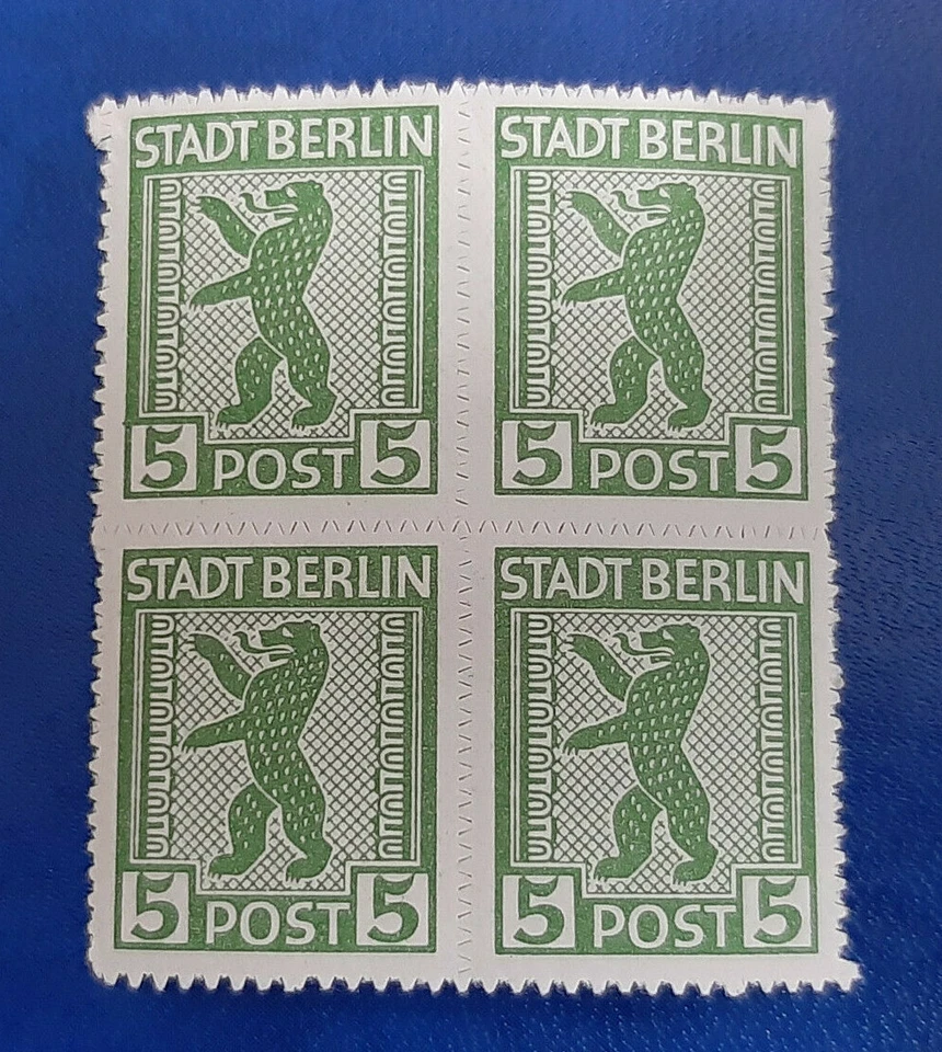 Germany Stamps Allied Occupation Berlin 4x 5 Pfennig Block SBZ Mi. Nr. 1 (19744) - Image 1 of 3