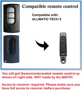 Compatible Remote Control for ALLMATIC TECH 3, Rolling code 433.92MHz - Picture 1 of 5