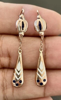 Pendientes de esmalte de oro rosa de 10 quilates (PB337) Foto 1 de 4