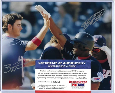 Brandon Wood & Howie Kendrick Signed 8x10 Baseball Photo (PSA Rookie Graph COA) - Image 1 of 4