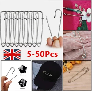 5-50Pcs 50mm Silver Safety Pins DIY for Leather Clothing Sewing Dressmaking - Picture 1 of 23