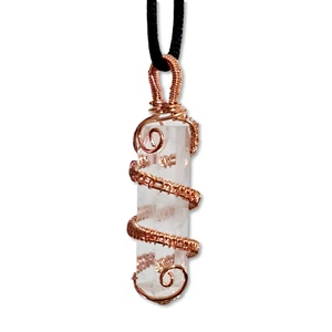Quartz Pendant Copper Scroll Gemstone All Healer Anti Hex Gem Necklace Jewellery - Picture 1 of 17