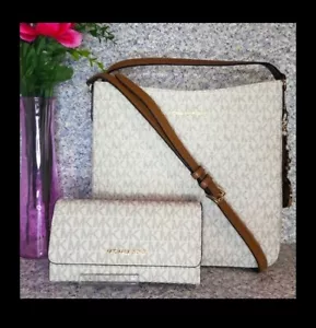 Michael Kors Jet Set Travel LG Messenger Leather Crossbody Bag Handbag & Wallet - Picture 1 of 12