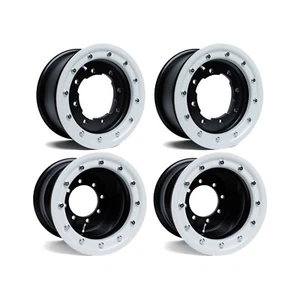 TRX 450r 400ex Front   Rear Wheels Beadlock 10x5 9x8 Alba Racing OEM Matte BW 32 - Picture 1 of 4