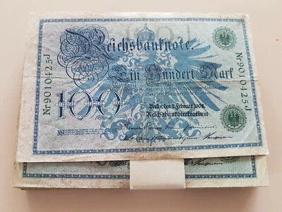  GERMANY 1908 100 MARK REICHSBANKNOTE (GREEN SEAL) / SOLD AS EACH - Image 1 of 3