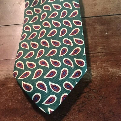 Corbata de hombre Abercrombie & Fitch 100 % seda verde cachemira azul crema rojo EE. UU. Foto 1 de 4