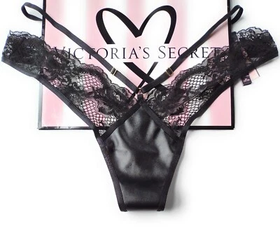 VICTORIA'S SECRET 非常性感黑色巴西内裤 VS 人造皮革 M 露背 — 第 1/4 张图片