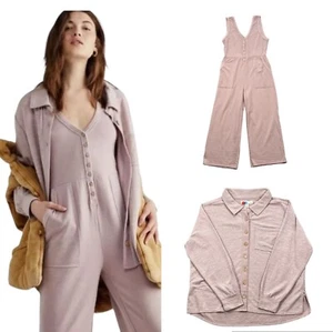Free People Beach High Rise Set 2 Piece Jumpsuit Womens Large Mauve Light Purple - Picture 1 of 11