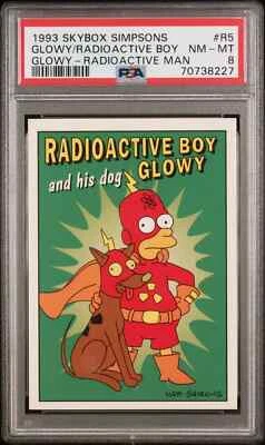 The Simpsons "Bart"📺 🎥1993 Skybox #R5  Boy & Glowy   🤘  PSA 8 NM-MT ; - Image 1 of 2