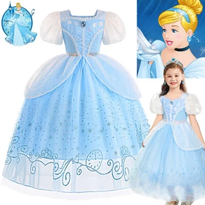 Girls Kids Cinderella Princess Fancy Dress Party Birthday Cosplay Costume Outfit - Picture 1 of 12