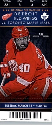 Toronto Maple Leafs vs Detroit Red Wings 3/18/2014  Ticket - Henrik Zetterberg   - Image 1 of 2