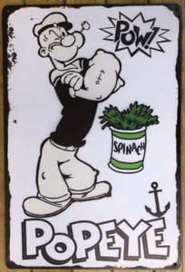 POPEYE Rustic Look Vintage Metal Tin Sign MAN CAVE Shed Garage & Bar Sign - Picture 1 of 2