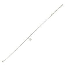 9"-11" Sterling Silver Trace Anklet with Cubic Zirconia Star Charm
