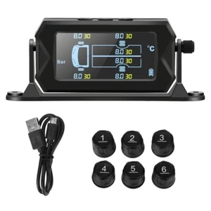 Sistema de monitoreo de presión de neumáticos solares TPMS cargador monitor 6 sensores externos - Imagen 1 de 12