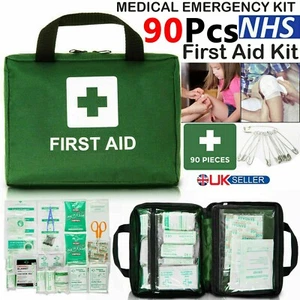 90 Pcs First Aid Kit Bag Medical Emergency kit Home Travel Car Taxi Workplace UK - Picture 1 of 19