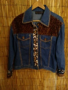 Vintage Denim Jacket With Different Animal Prints Size Small RODEO TIME - Picture 1 of 8
