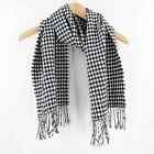 CASHMERE Scarf Made in Scotland Houndstooth Black White Winter Outdoors Classic