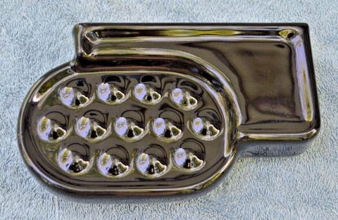 Vintage Art Deco Ceramic Bathroom Wall Mount Soap Dish Holder Mid Century Black Cover