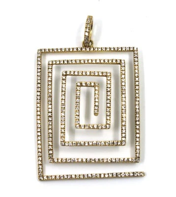 Geometric Swirl Rectangular 0.92 Tcw. Diamond Pendant in 18k Solid Yellow Gold - Image 1 of 4