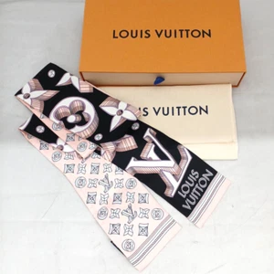 Authentic LOUIS VUITTON Bando Ultimate 3D Scarf Silk Black Pink M78848 with Box - Picture 1 of 4
