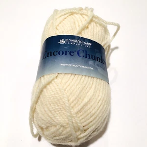 Plymouth Yarn Encore Chunky 0256 Cream Dye Lot 54875 75% Acrylic 25% Wool 143YD - Picture 1 of 9
