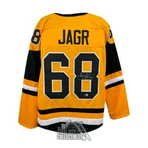 Jaromir Jagr Autographed Pittsburgh Custom Gold Hockey Jersey - BAS - Picture 1 of 2