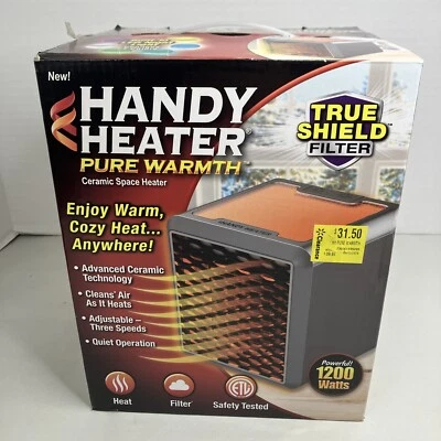 Handy Heater 1200 Watt Pure Warmth Tabletop Ceramic Space Heater True Shield Air - Image 1 of 4