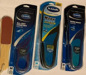 2 Diff Styles Dr Scholl's Men's Massaging Gel Inserts Sz 8-14+Pedicure Foot File - Picture 1 of 3