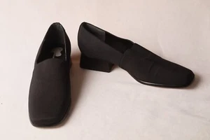 Worthington Black Fabric Cloth Women's Slip On Shoes 9 Chunky Indent Heel - Picture 1 of 10