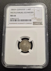 Coin Mecklenburg-Strelitz 1/48 Taler 1862 NGC MS 66 TOP POP 1/0 nswleipzig - Picture 1 of 3