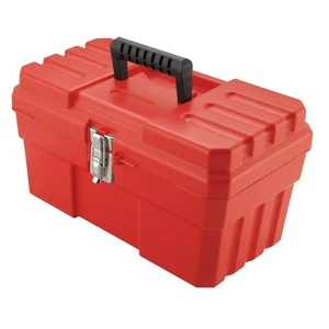 Versatile 14-Inch Red Plastic Toolbox with Secure Steel Latch and Removable Tray - Picture 1 of 11