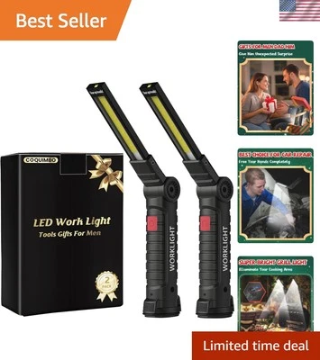 Versatile 2-Pack Rechargeable LED Work Light with Magnetic Base & 360° Rotation - Image 1 of 4