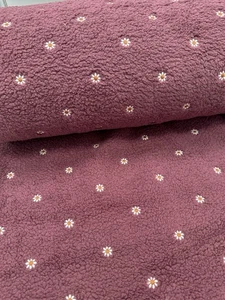 Teddyfleece Stoff meterware Blümchen Beere - Bild 1 von 2