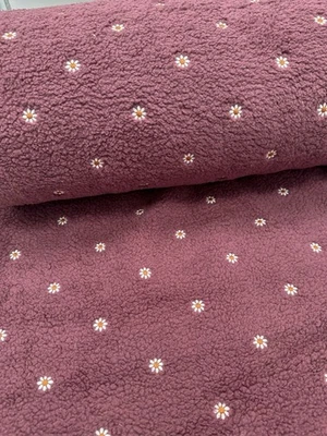 Teddyfleece Stoff meterware Blümchen Beere - Bild 1 von 2