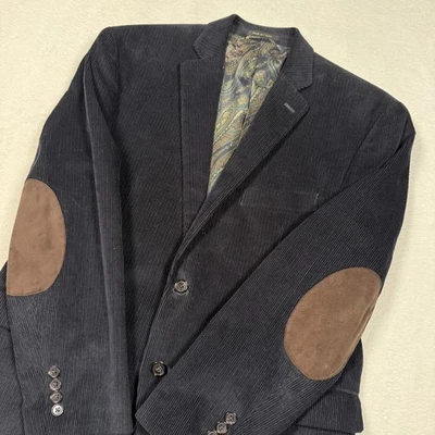 Lauren Ralph Lauren Sport Coat Mens 40S Navy Corduroy Elbow Patch Paisley Lined - Image 1 of 4