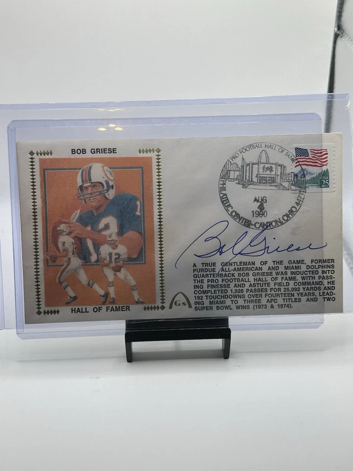 Bob Griese Signed Hall of Fame FDC 1990 Auto Dolphins HOF Cachet Canton OH - Image 1 of 1