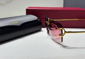 Cartier Big C Without Diamond Cut Wine Red Frameless Lens CT0092S - Imagen 1 de 5