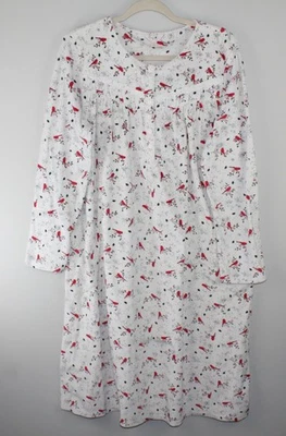 SECRET TREASURES Women's Cardinals Velour Long Nightgown Sz L (16-18) Pockets - Image 1 of 4