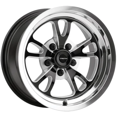 Vision 149 Patriot 15x4 5x4.75" -19mm Black/Milled/Polished Wheel Rim 15" Inch - Image 1 of 4